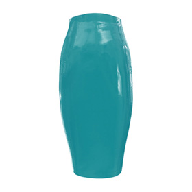 Atsuko Kudo Latex Zip Tight Pencil Skirt in Vibrant Turquoise